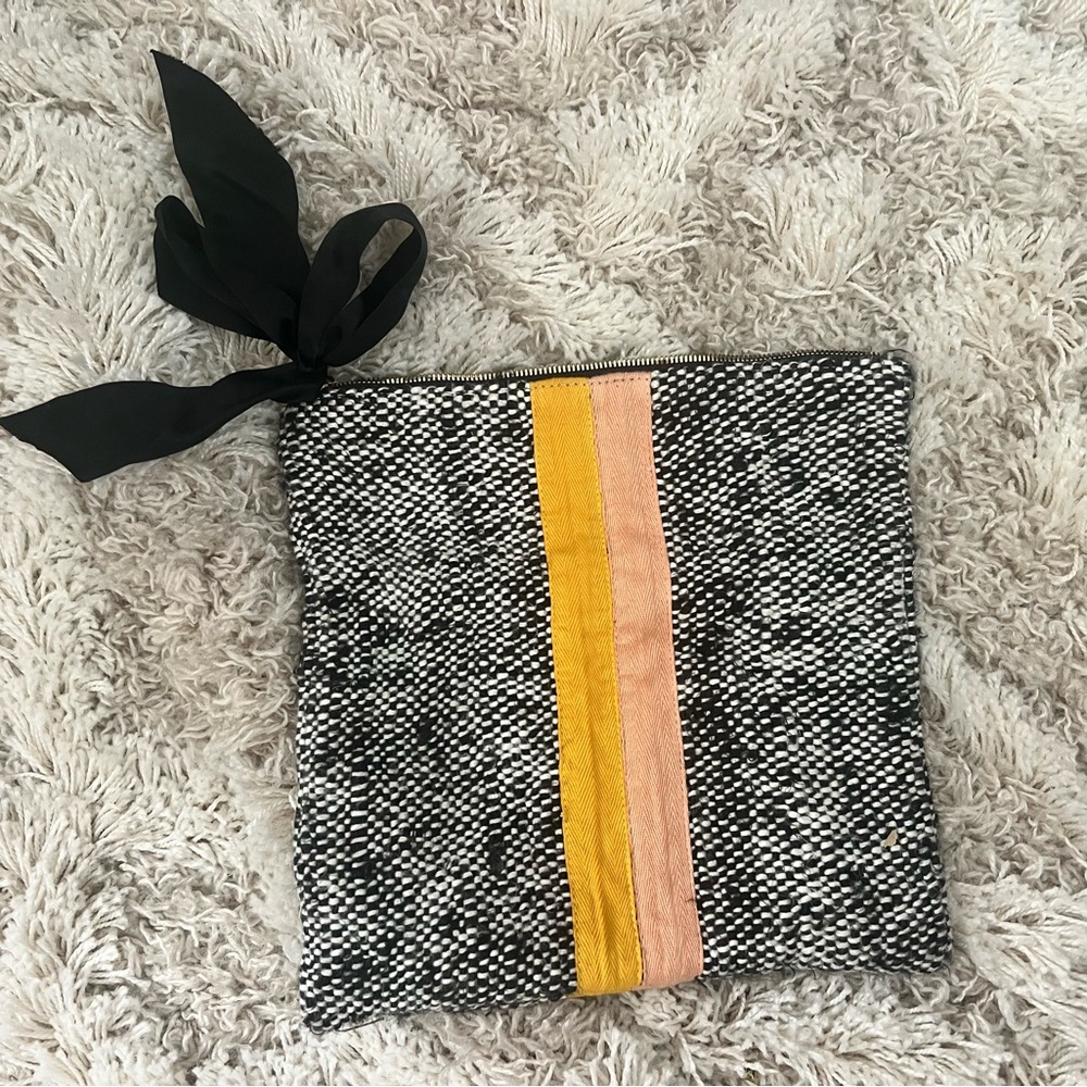Clare V. Blue and Tan Fabric
